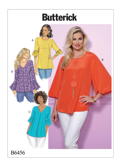 Patron Butterick n°6456 - Haut ample avec manches tulipe ou à volants