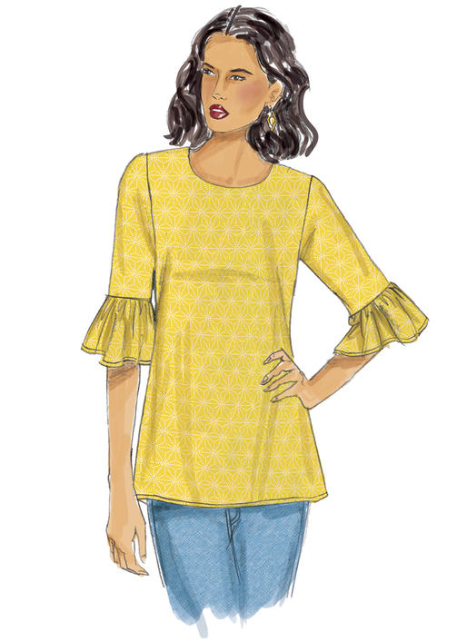Patron Butterick n°6456 - Haut ample avec manches tulipe ou à volants