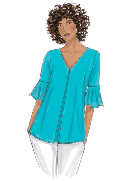 Patron Butterick n°6456 - Haut ample avec manches tulipe ou à volants