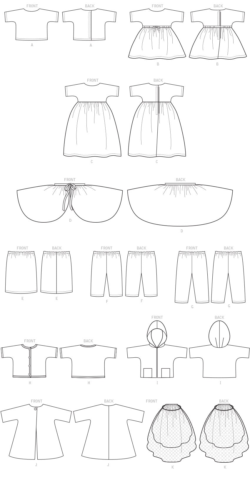 Patron Butterick n°6606 - Vêtements pour poupée de 46 cm