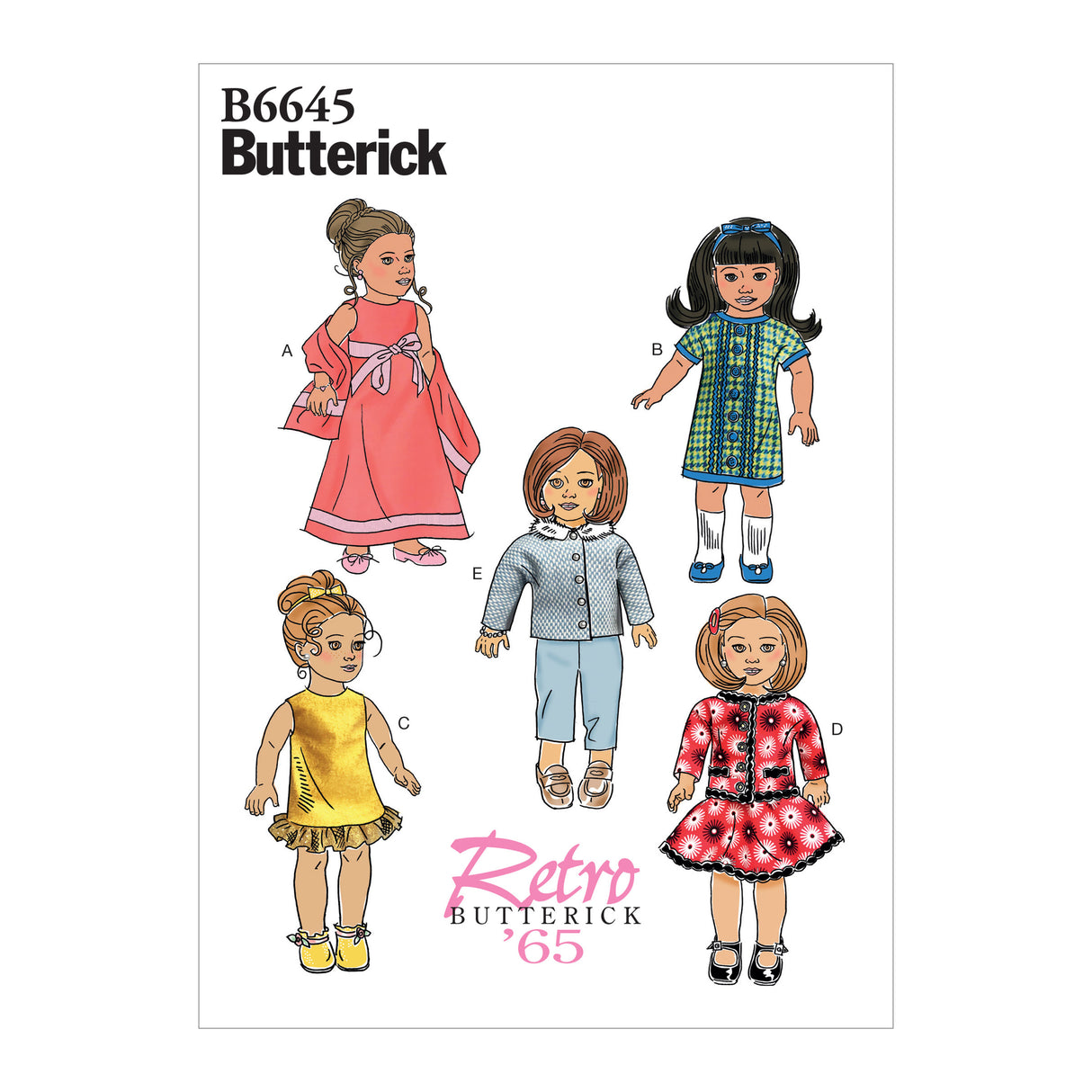 Patron Butterick n°6645 - Vêtements pour poupée de 46 cm