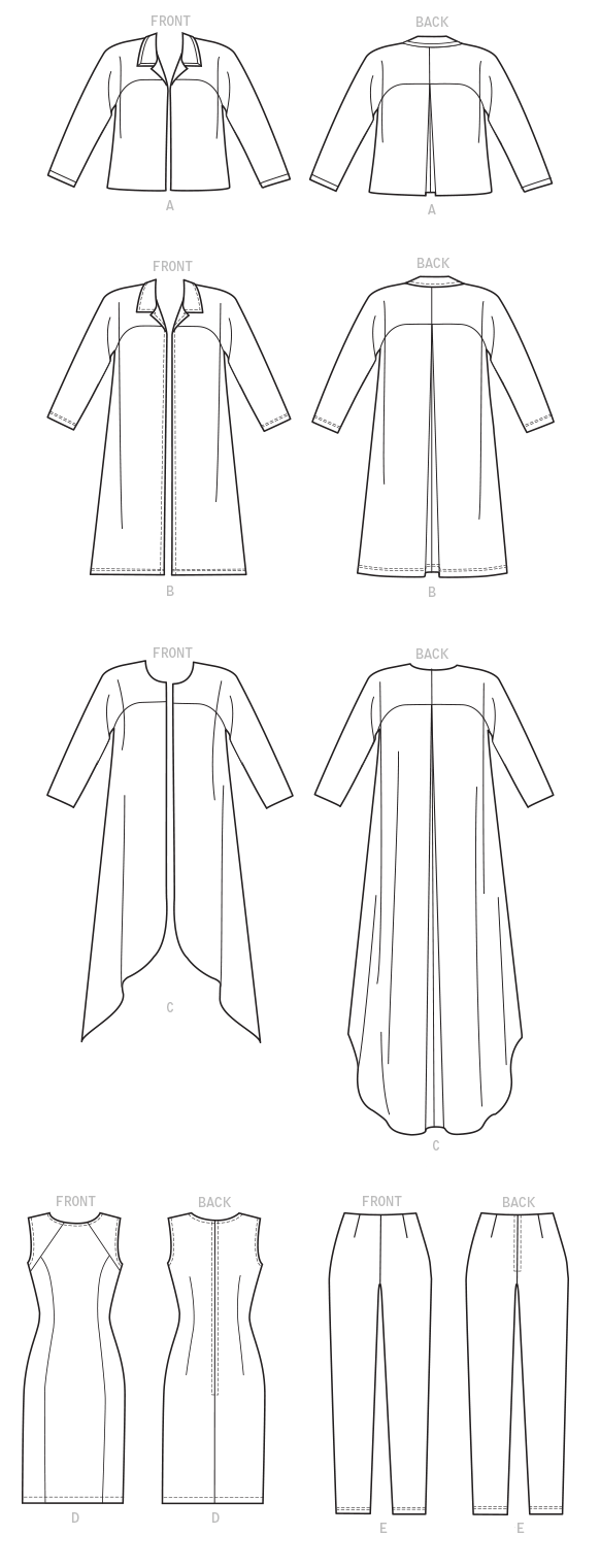 Patron Butterick n°6802 - Veste, robe et pantalon élégants