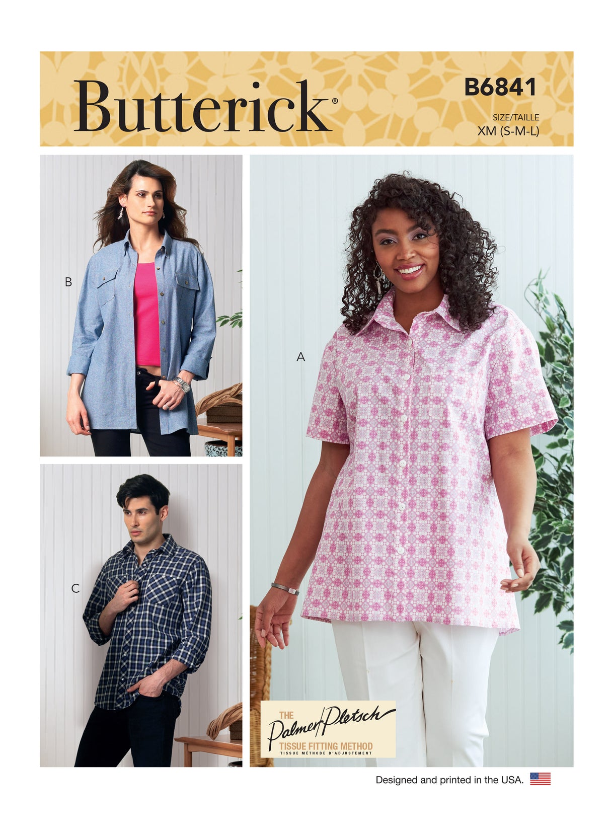 Patron Butterick n°6841 - Chemise unisexe ajustée avec col pointu