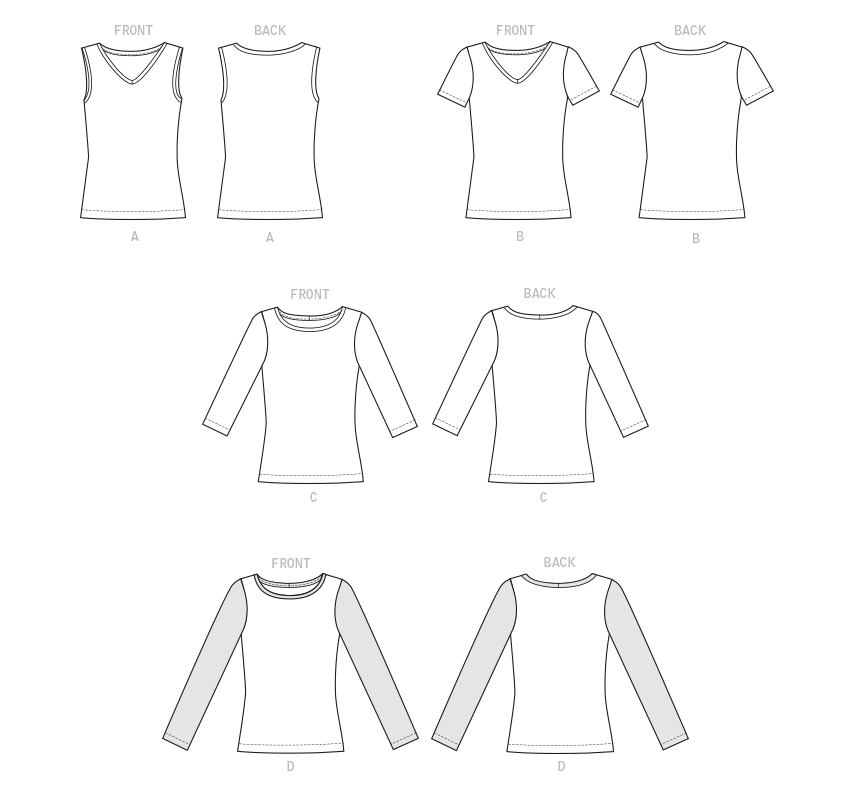 Patron Butterick n°6848 - T-shirt et débardeur ajustés