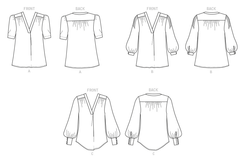 Patron Butterick n°6855 - Haut à encolure en V avec pli central