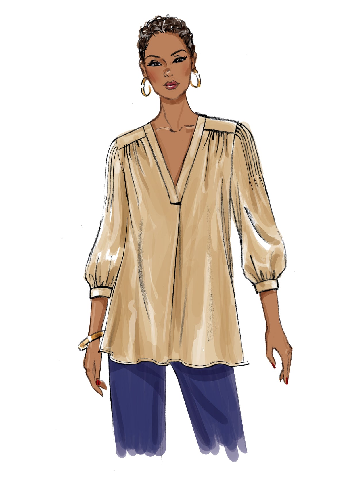 Patron Butterick n°6855 - Haut à encolure en V avec pli central