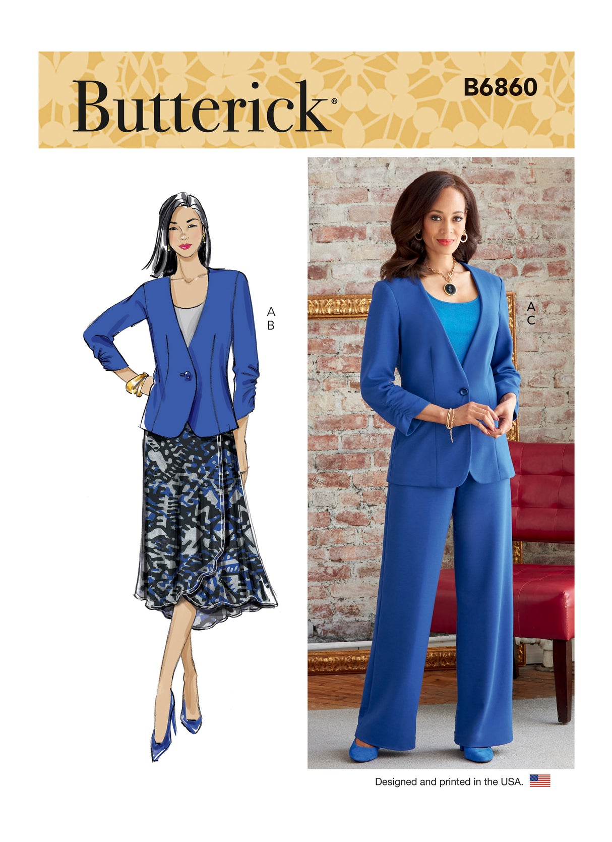 Patron Butterick n°6860 - Veste, jupe et pantalon