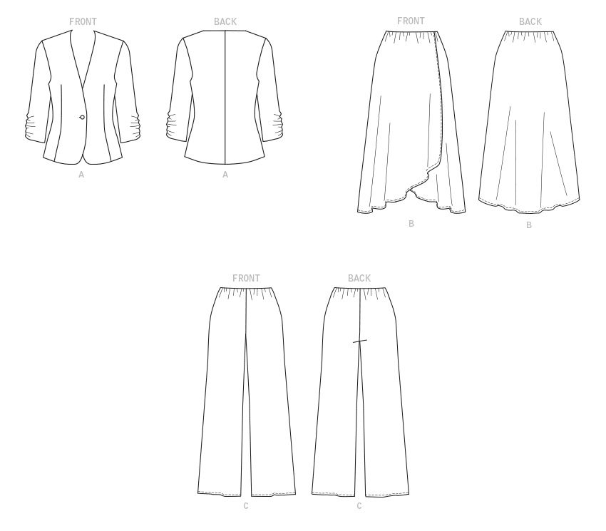Patron Butterick n°6860 - Veste, jupe et pantalon