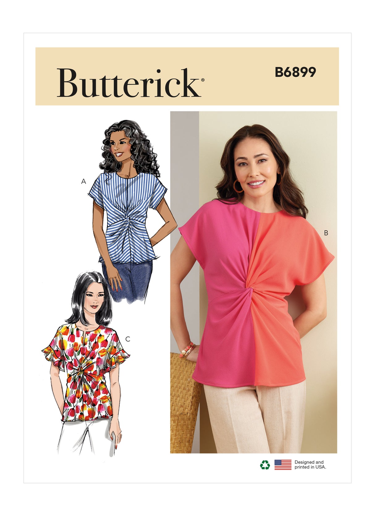 Patron Butterick n°6899 - Haut féminin avec devant torsadé