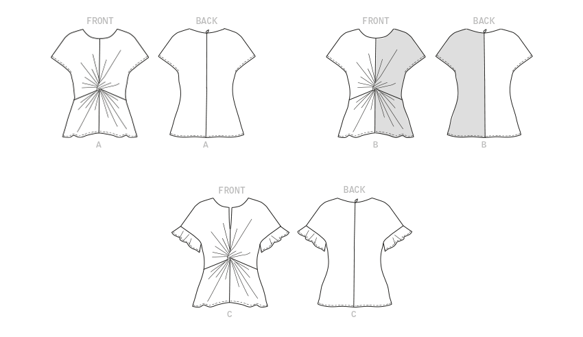 Patron Butterick n°6899 - Haut féminin avec devant torsadé