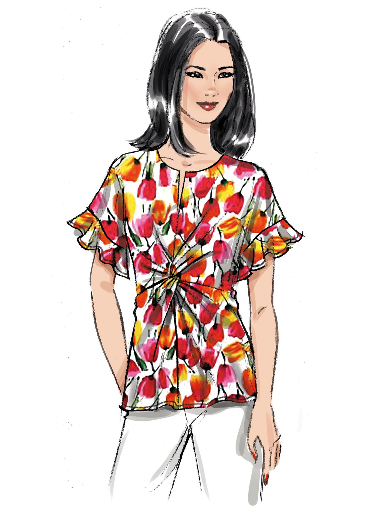 Patron Butterick n°6899 - Haut féminin avec devant torsadé