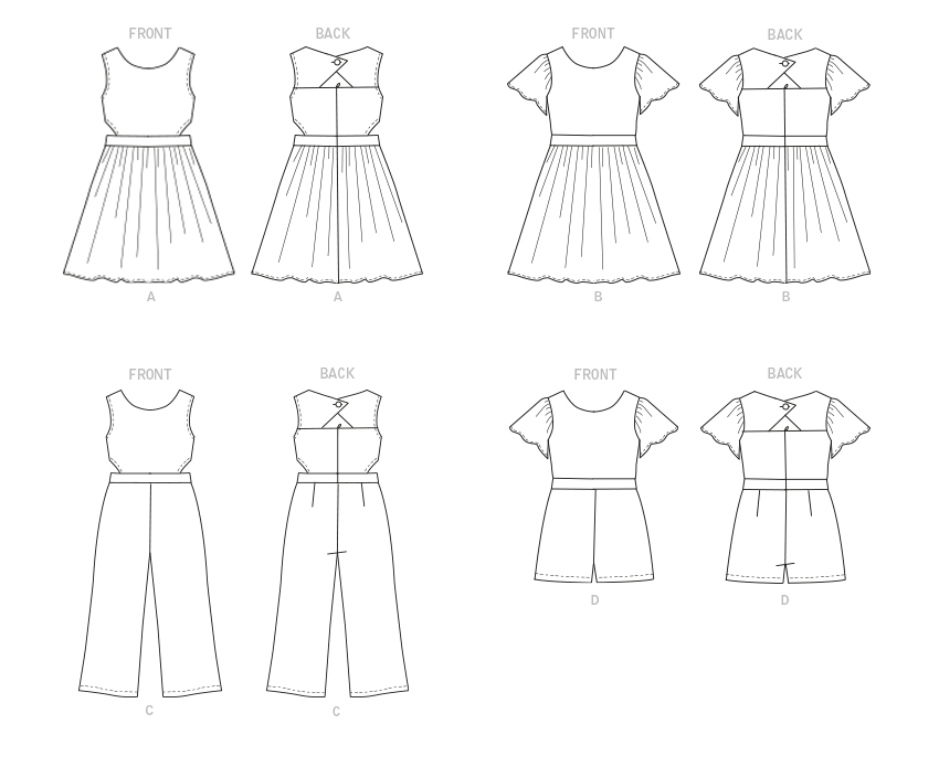 Patron Butterick n°6908 – Robe, combinaison et barboteuse pour enfants
