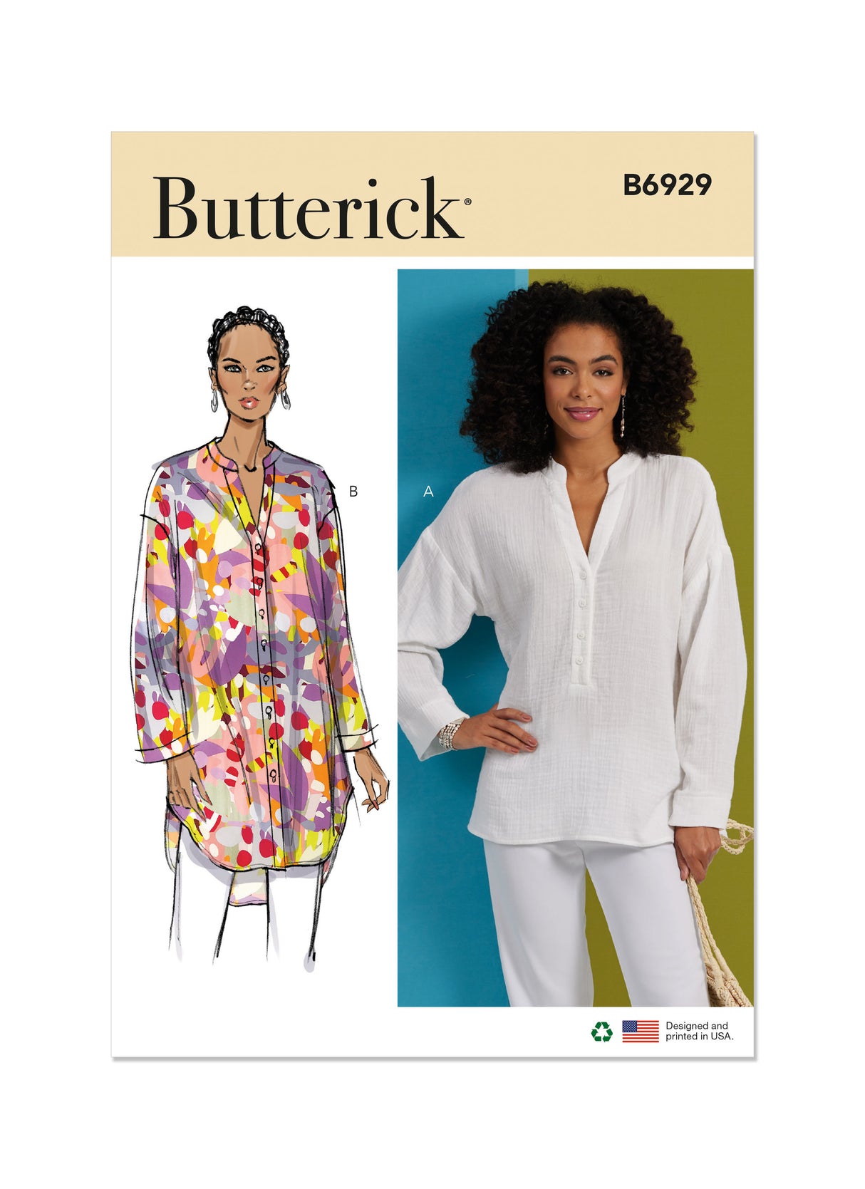 Patron Butterick n°6929 – Haut et tunique amples pour femmes