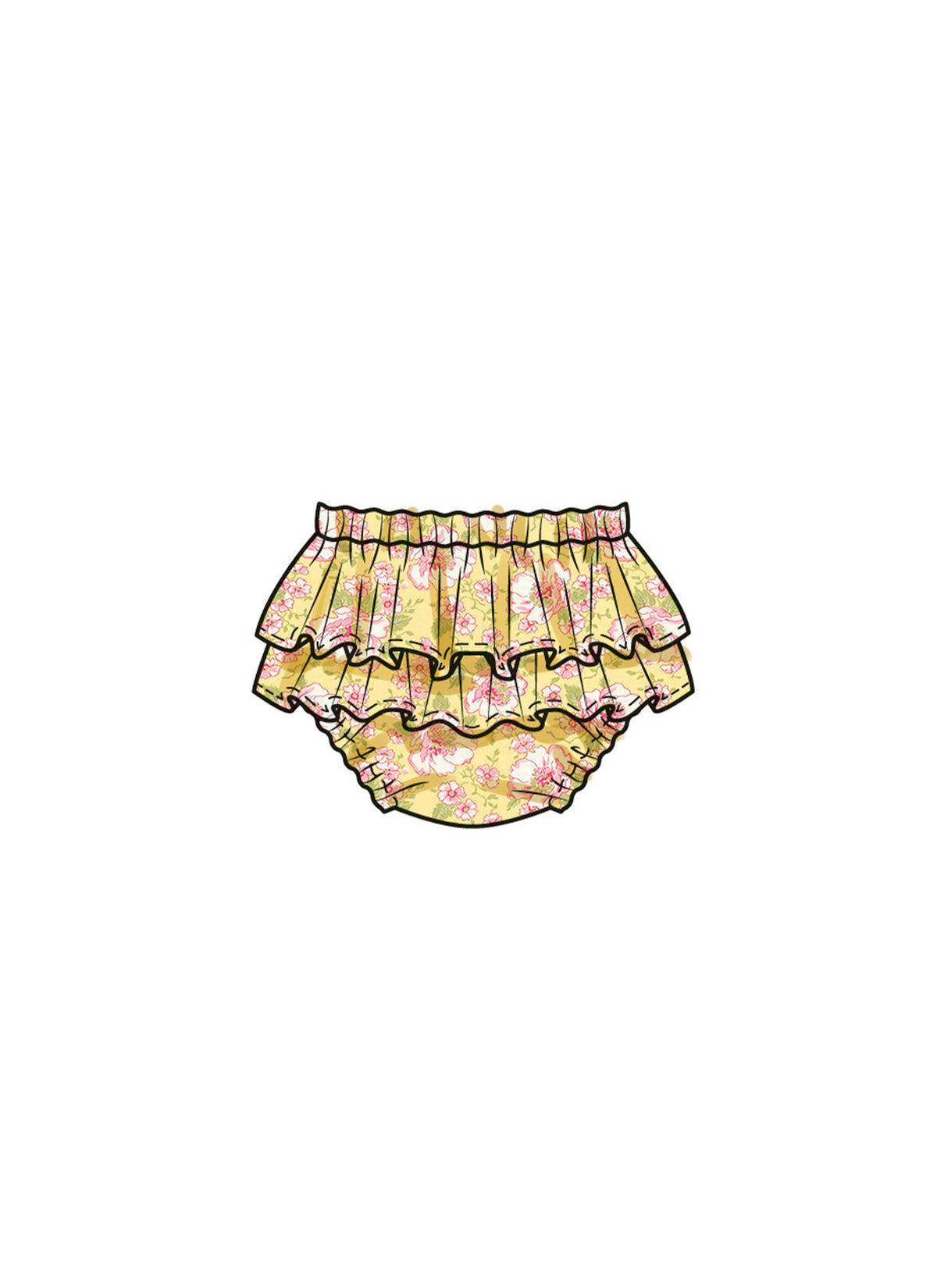 Patron Butterick n°6935 – Ensemble haut, culotte et chapeau pour bébé