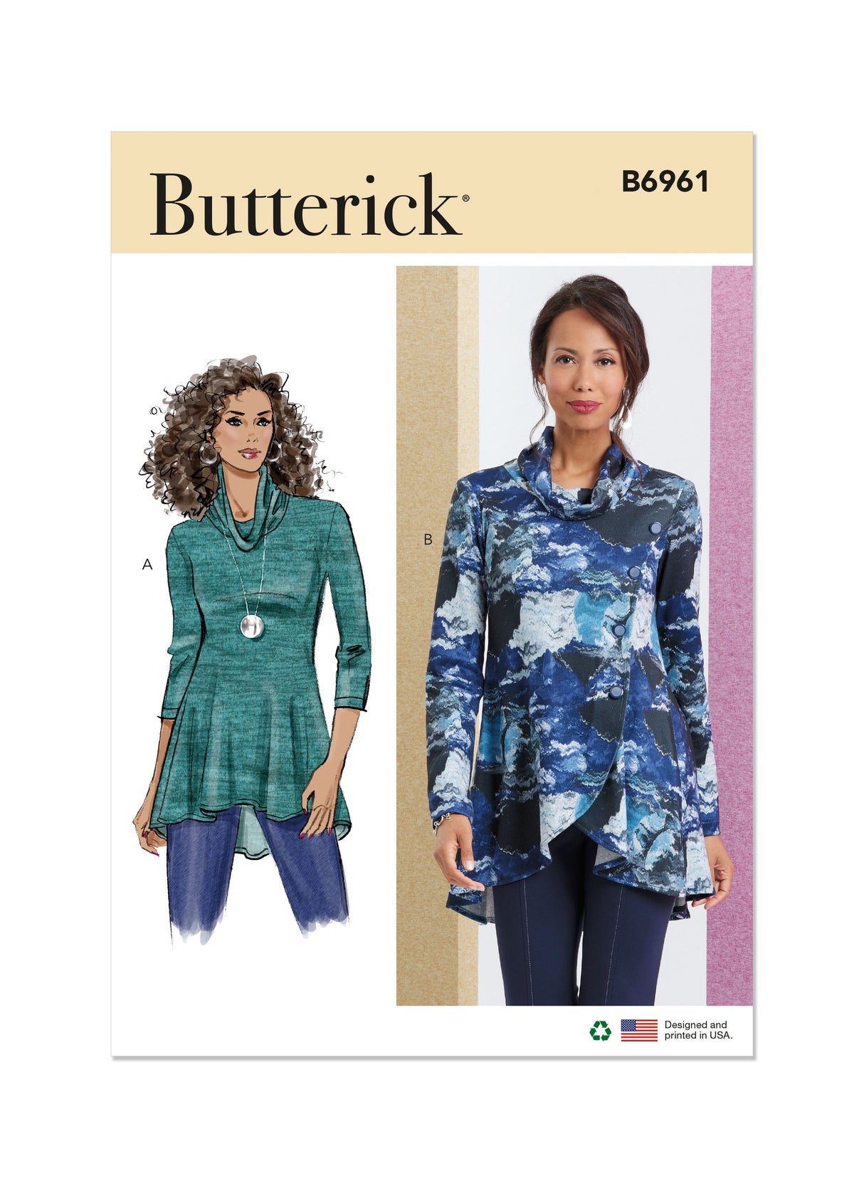 Patron Butterick n°6961 - Hauts en maille à col bénitier