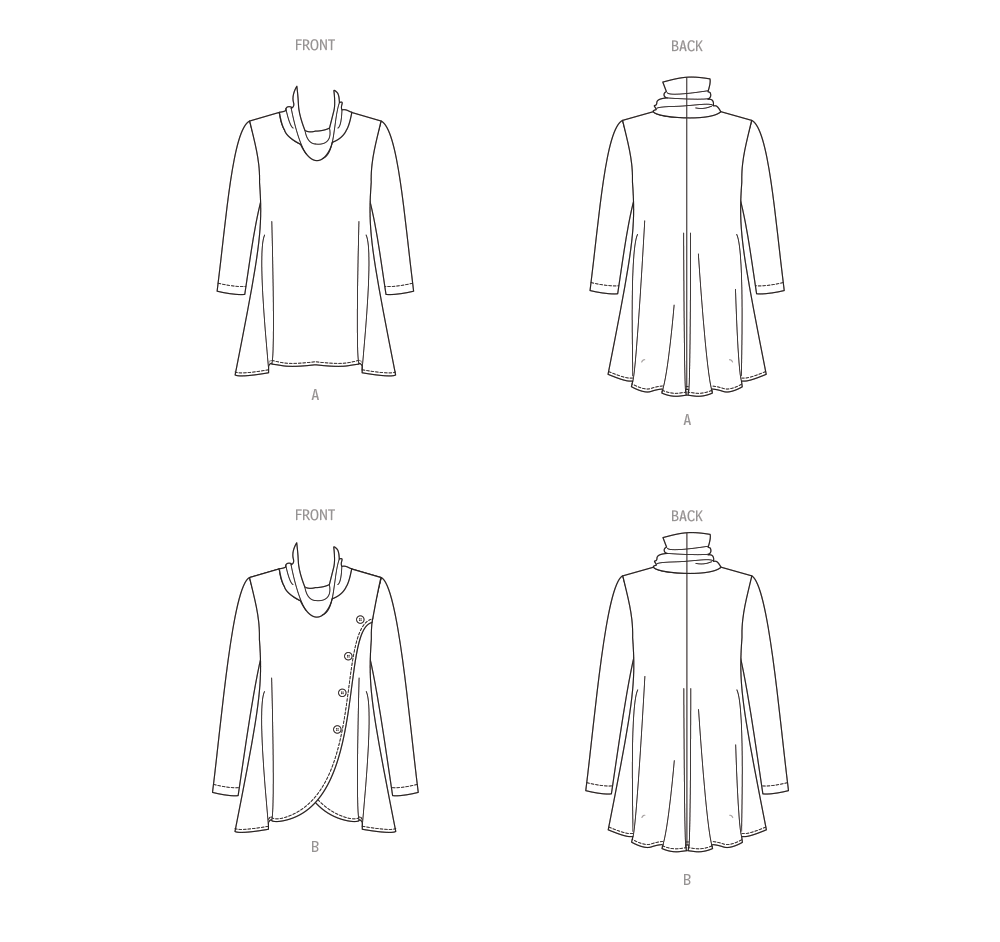 Patron Butterick n°6961 - Hauts en maille à col bénitier