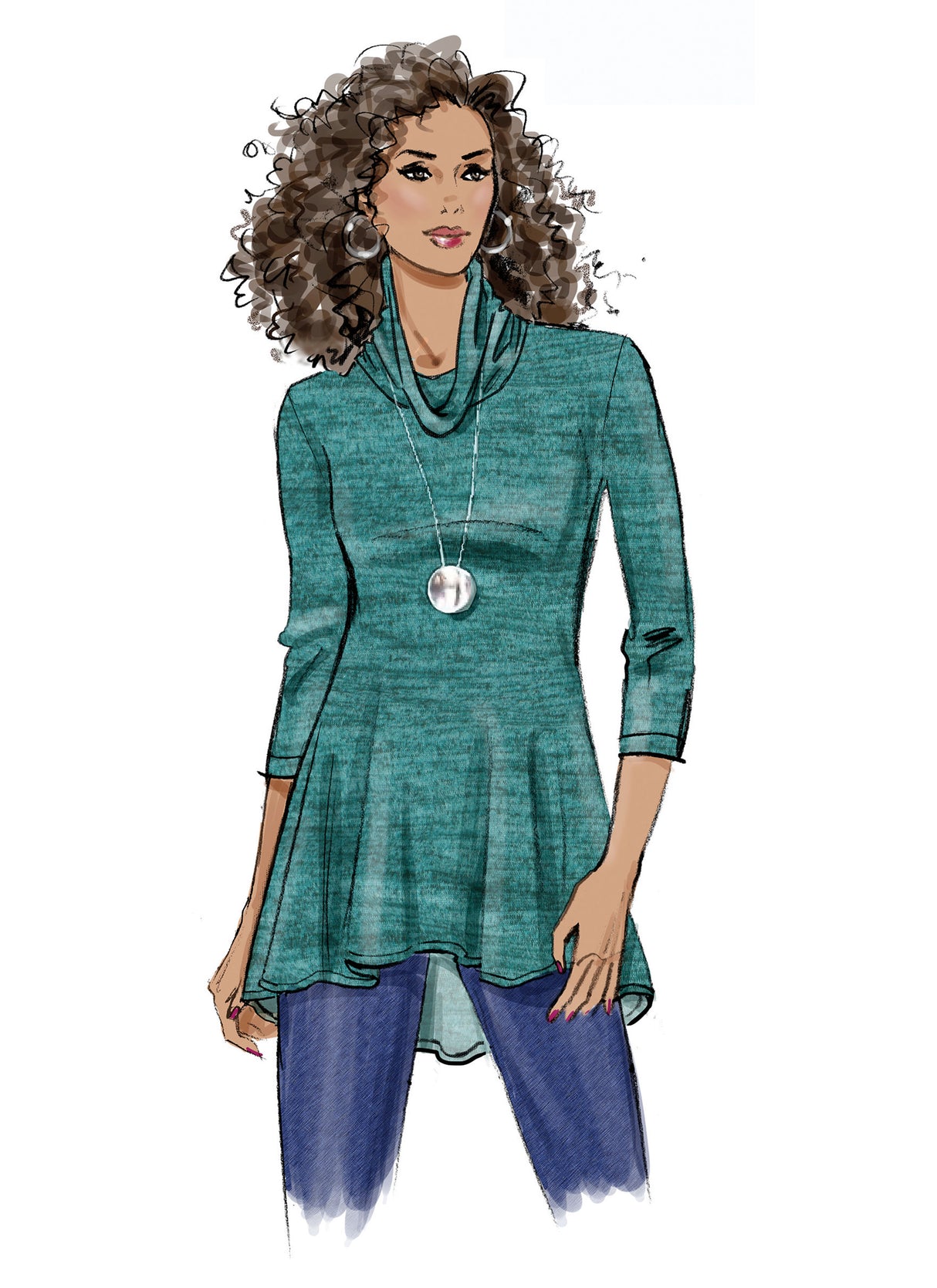 Patron Butterick n°6961 - Hauts en maille à col bénitier
