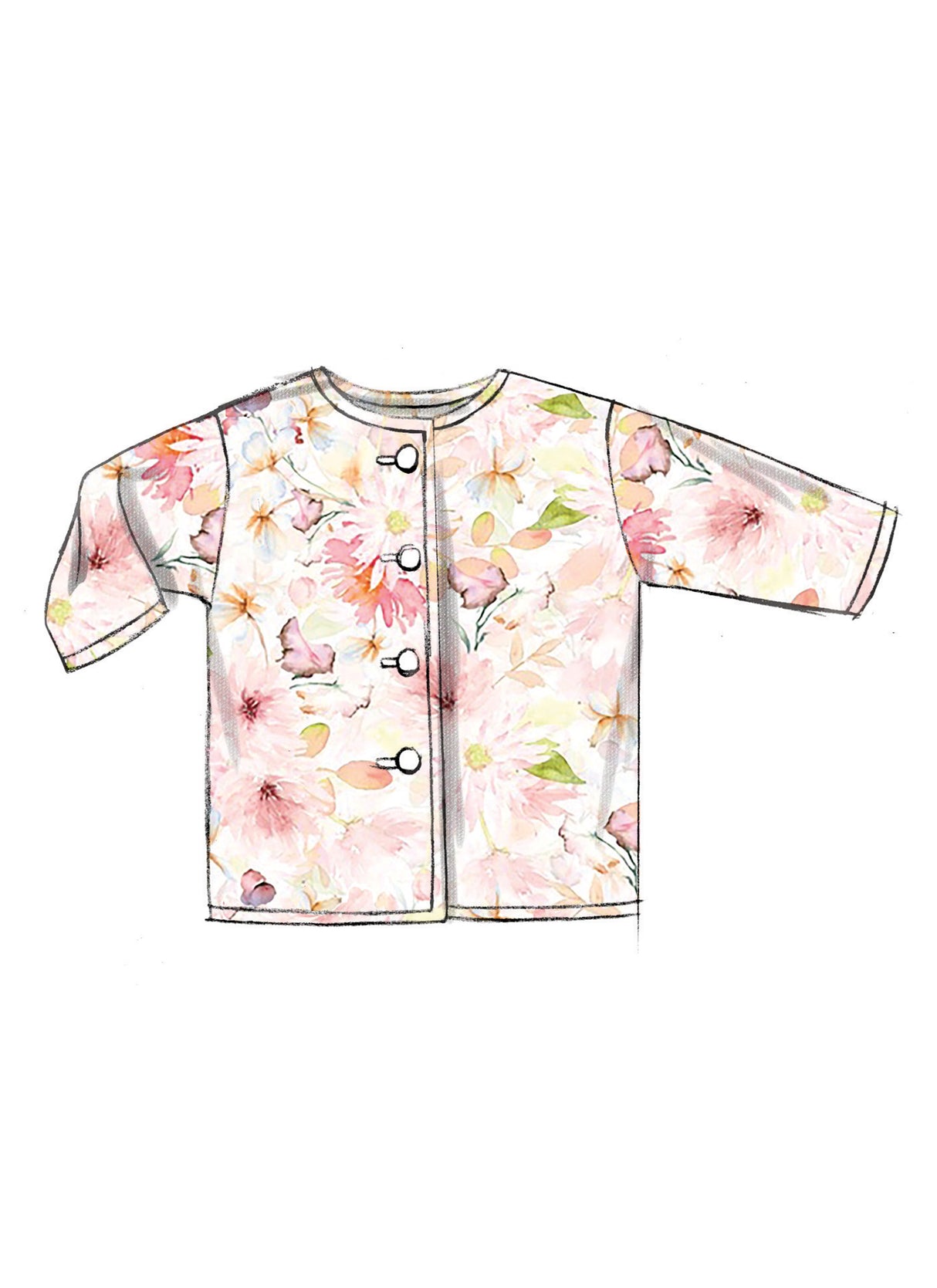 Patron Butterick n°6970 - Ensemble complet pour bébé : veste, salopette, robe, pantalon, chapeau et bonnet
