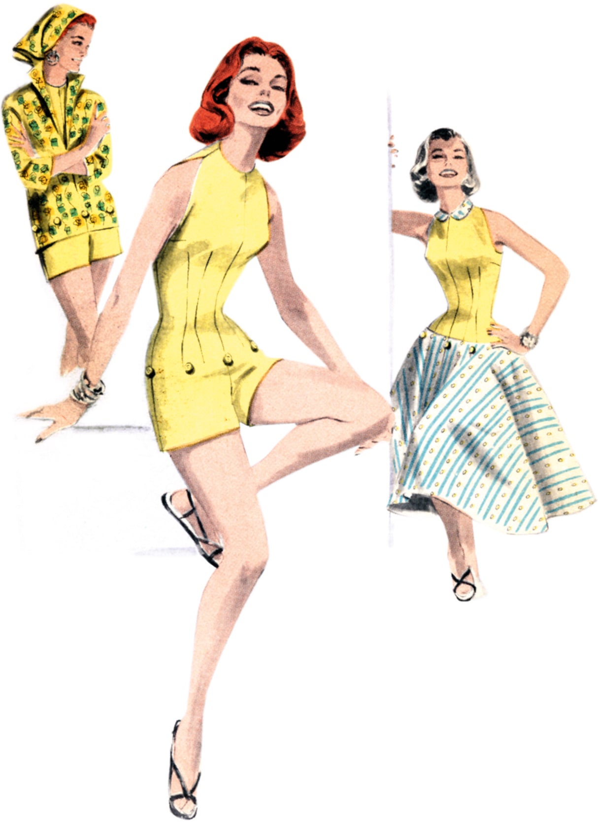 Patron Butterick n°6989 - Combishort, chemisier et jupe vintage des années 1950