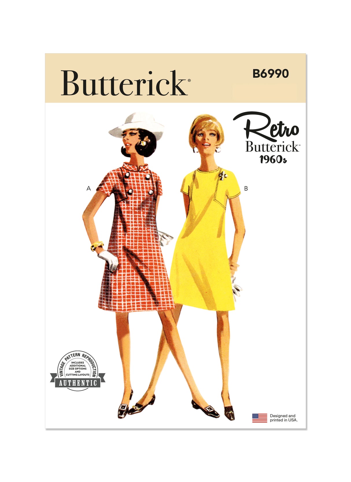 Patron Butterick n°6990 - Robe vintage des années 1960