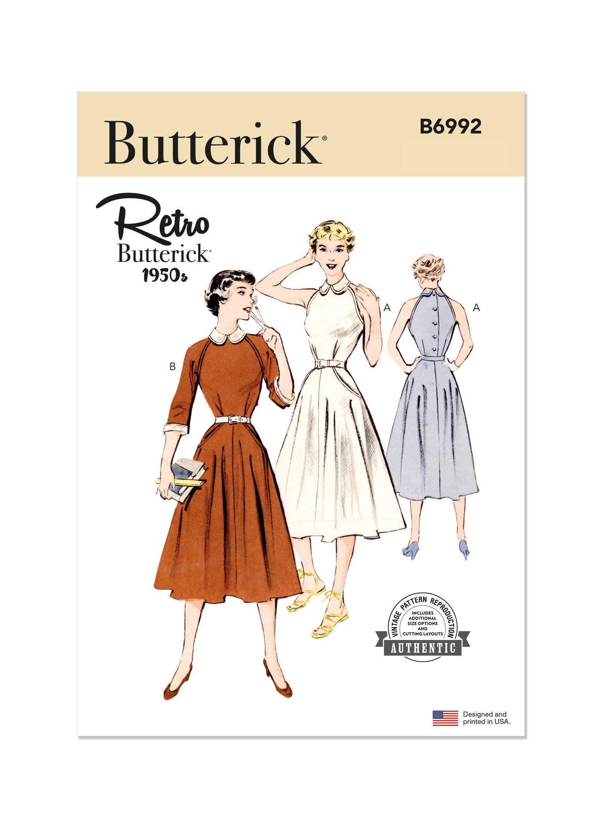 Patron Butterick n°6992 - Robe vintage des années 1950