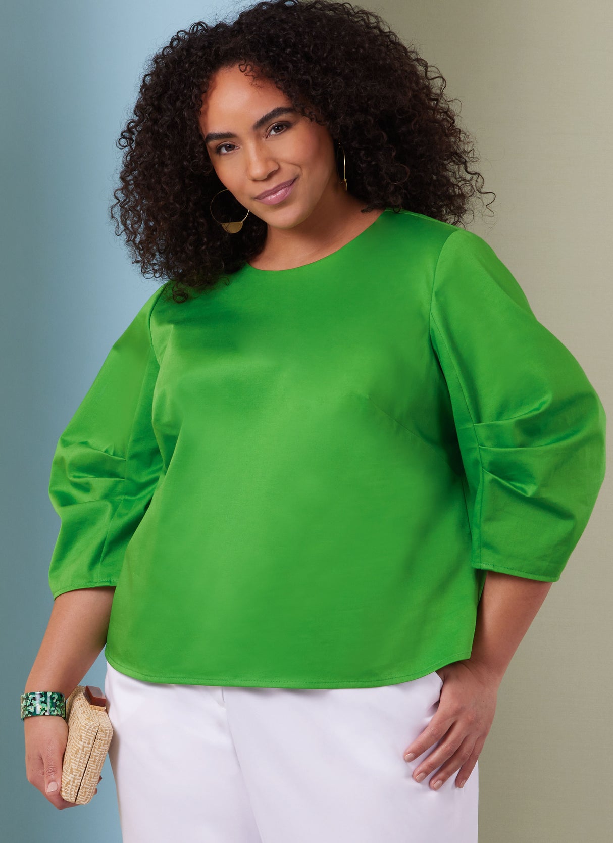 Patron Butterick n°7002 - Ensemble haut à manches bouffantes, jupe et pantalon fuselé