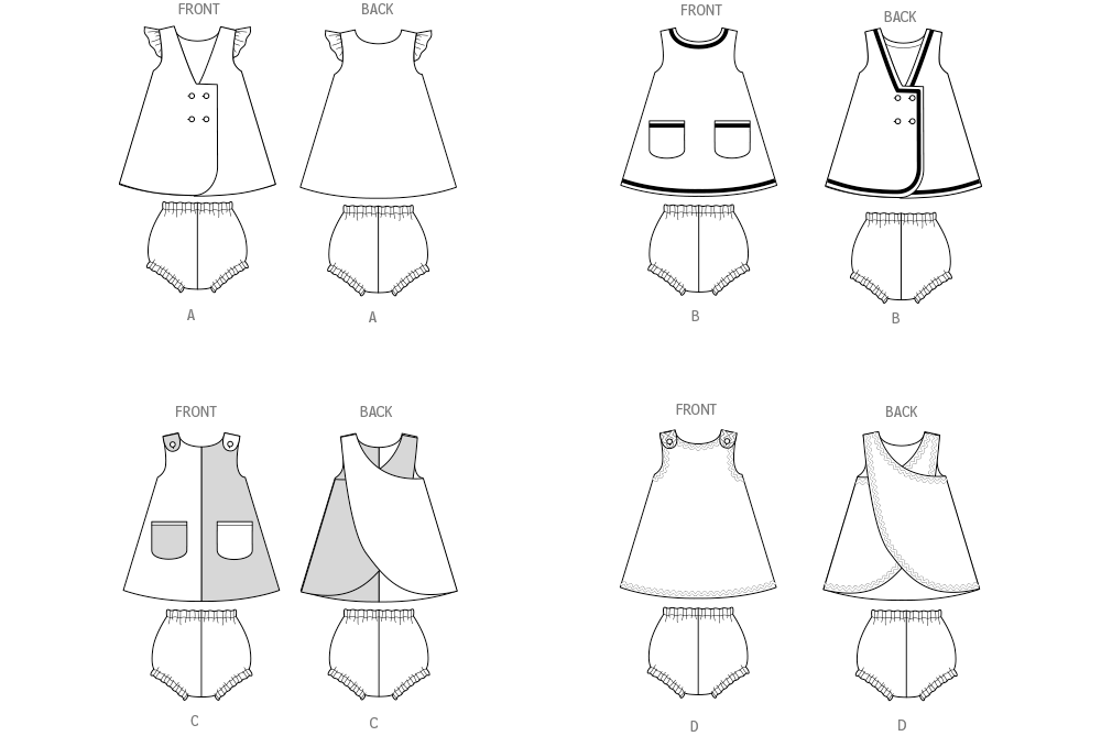 Patron Butterick n°7003 - Robes et culottes pour tout-petits