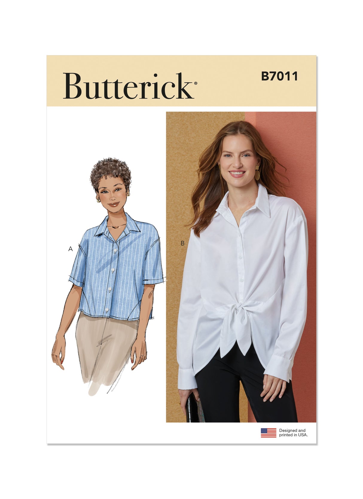 Patron Butterick n°7011 – Chemise boutonnée avec variations de manches
