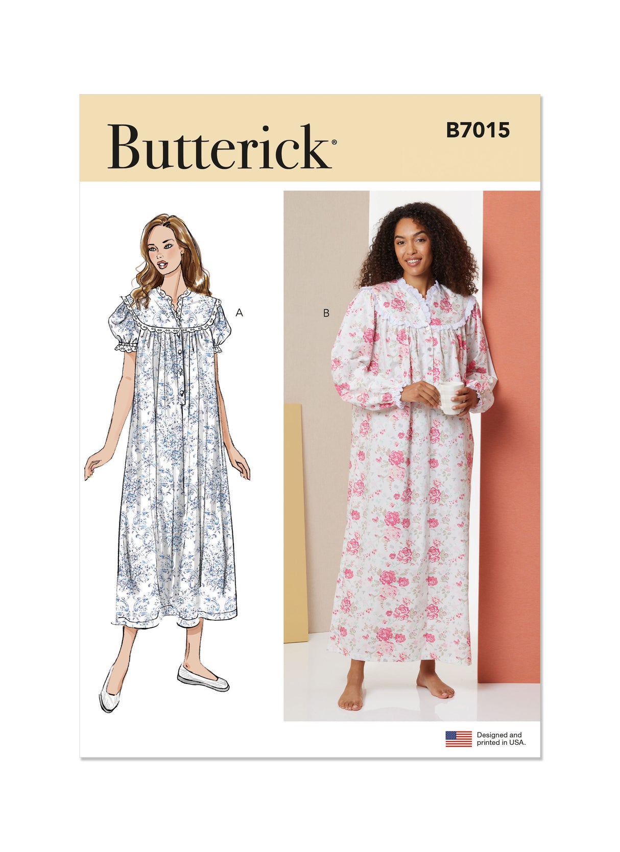 Patron Butterick n°7015 – Chemise de nuit boutonnée avec variations de manches et de longueur