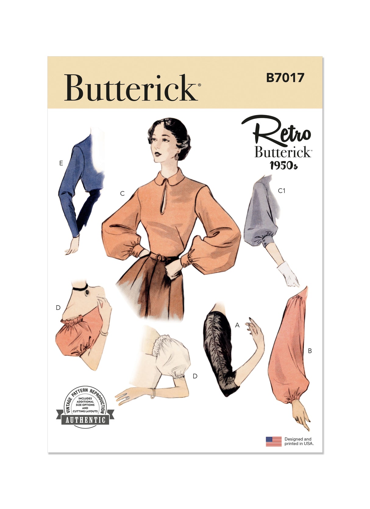 Patron Butterick n°7017 – Ensemble de manches vintage des années 1950