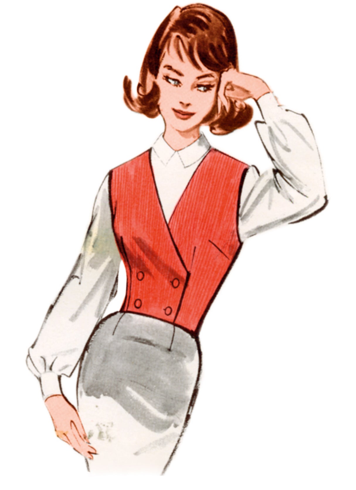 Patron Butterick n°7018 – Gilet vintage des années 1960 en quatre styles