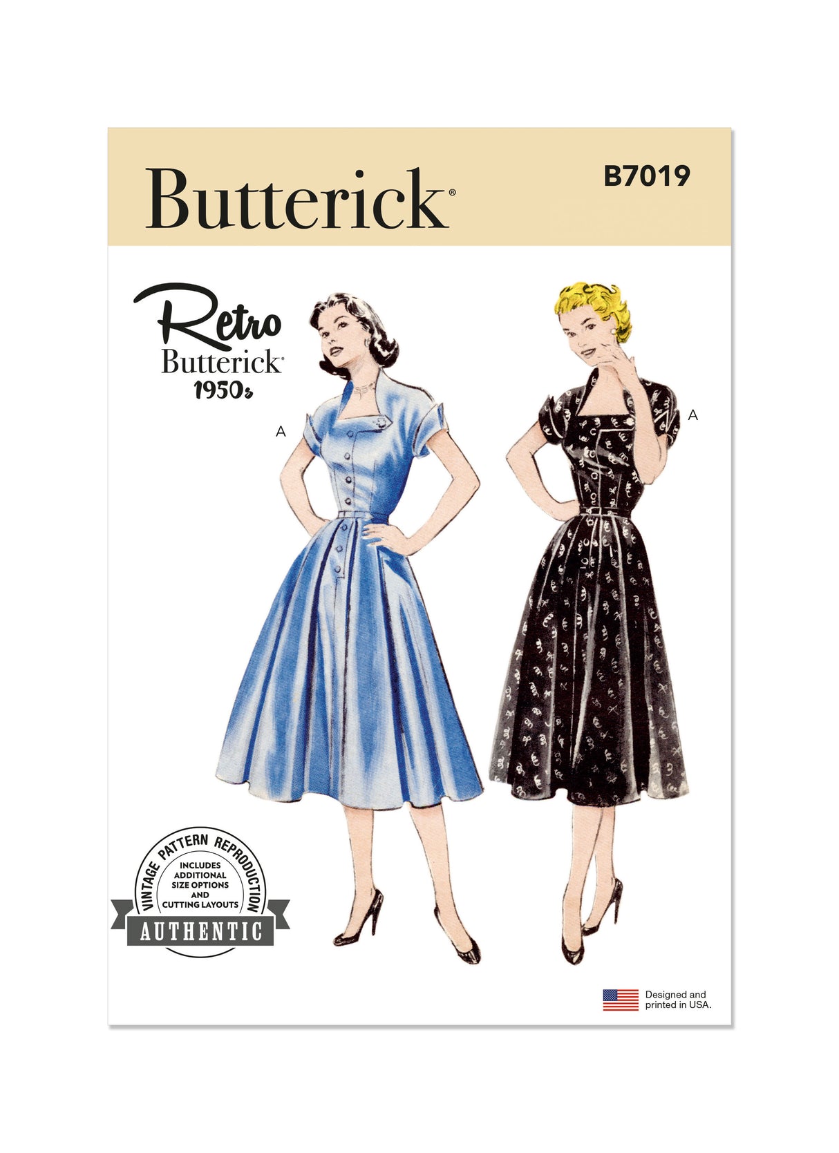 Patron Butterick n°7019 – Robe vintage des années 1950