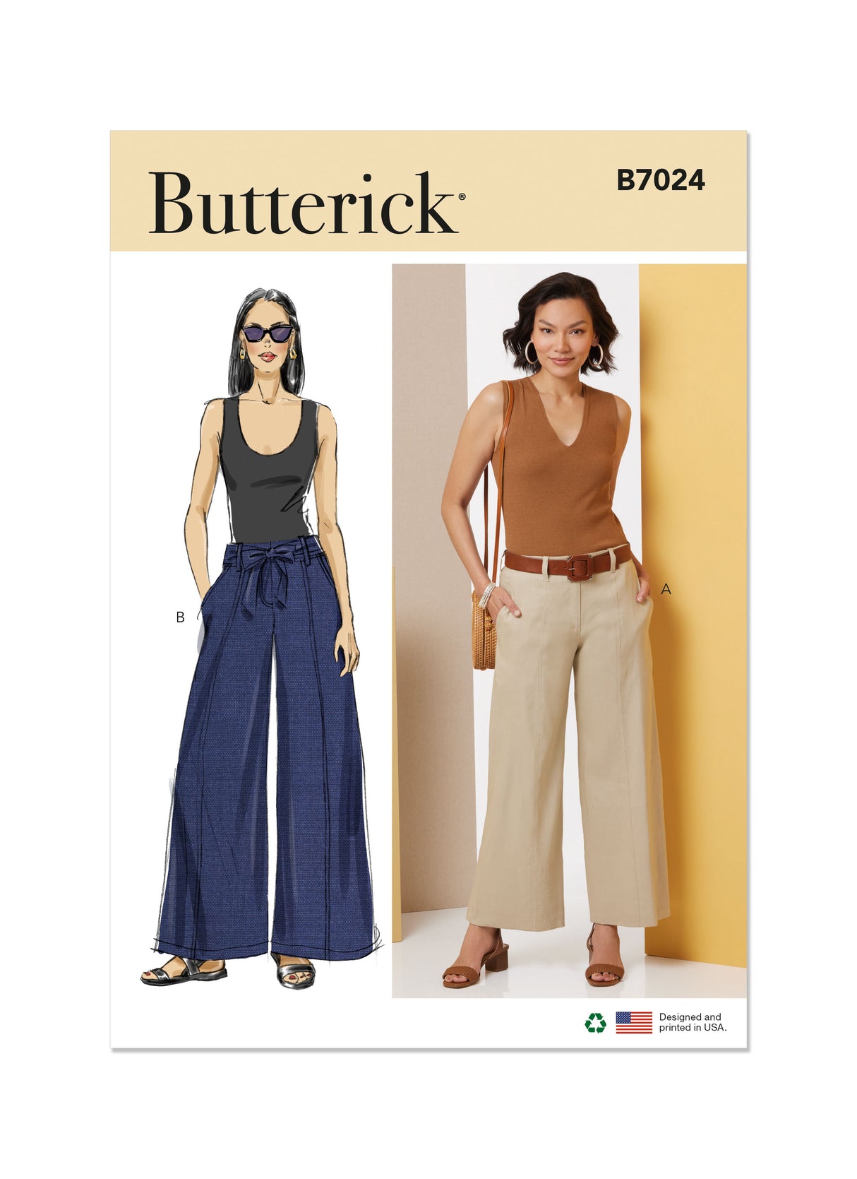Patron Butterick n°7024 – Pantalon large en deux longueurs
