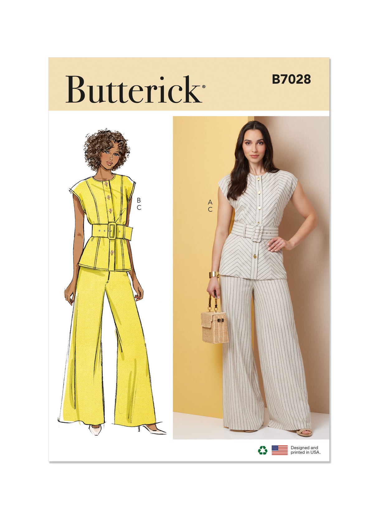 Patron Butterick n°7028 – Top ceinturé & pantalon large