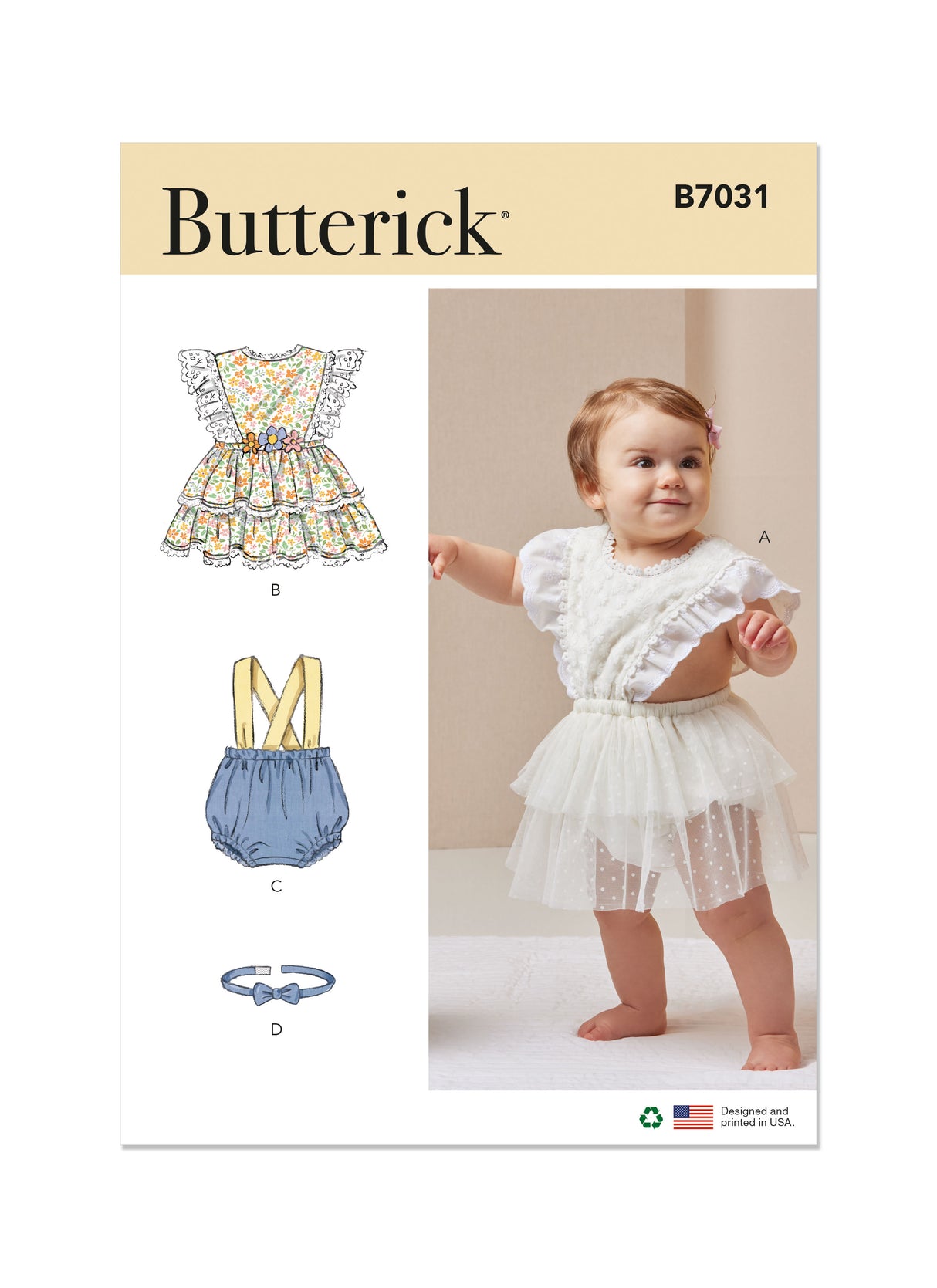 Patron Butterick n°7031 – Romper bébé & nœud