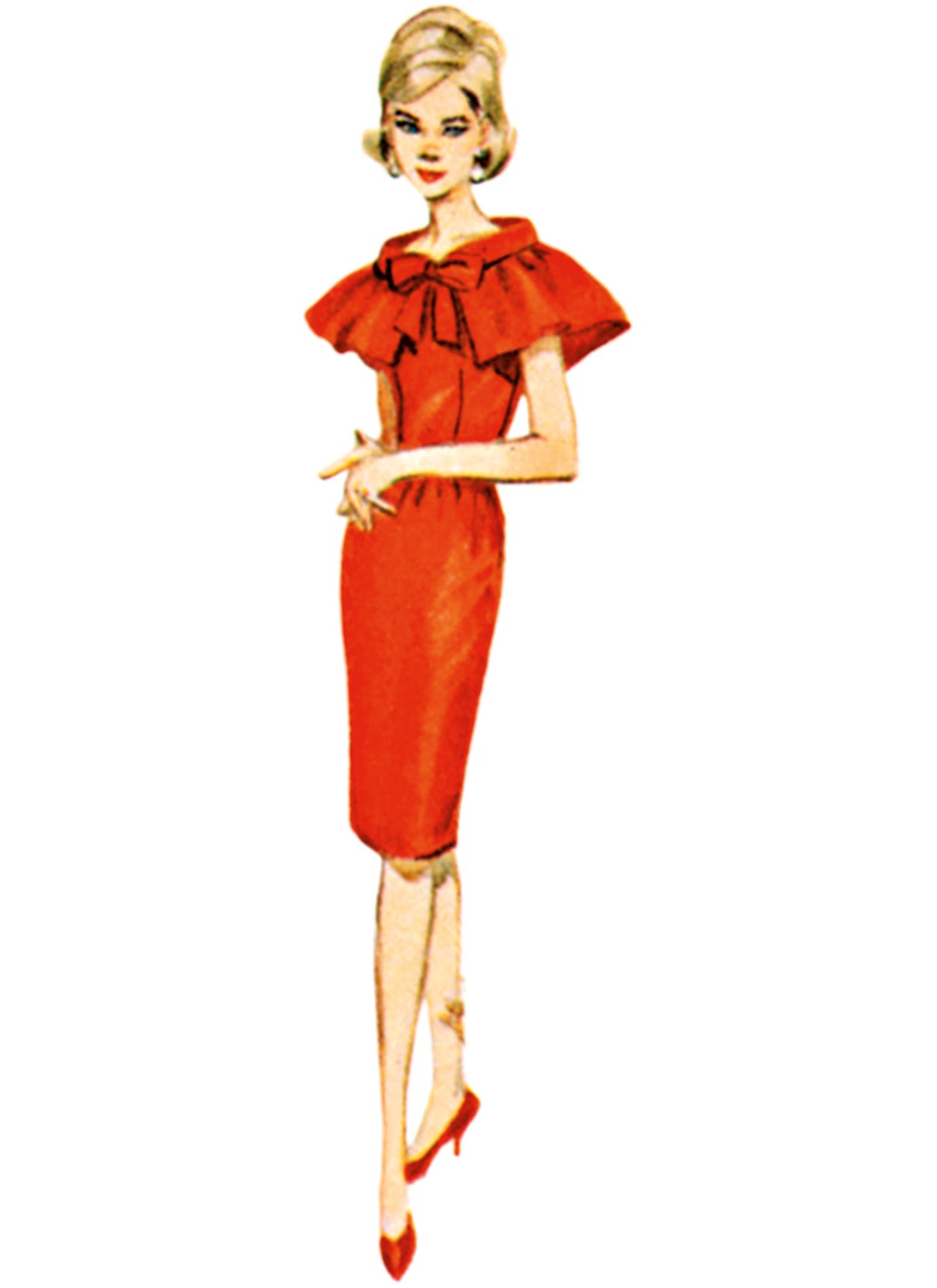 Patron Butterick n°7035 – Robe fourreau, veste et cape à volants
