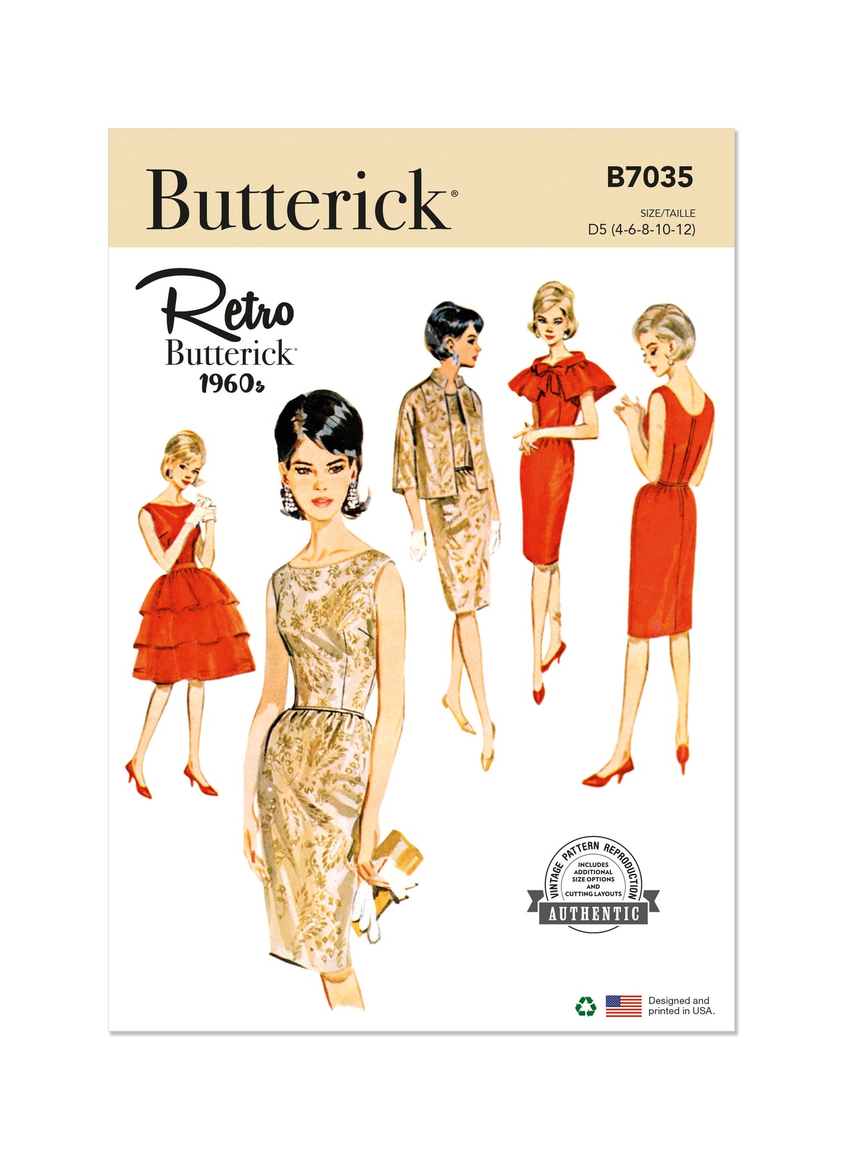 Patron Butterick n°7035 – Robe fourreau, veste et cape à volants