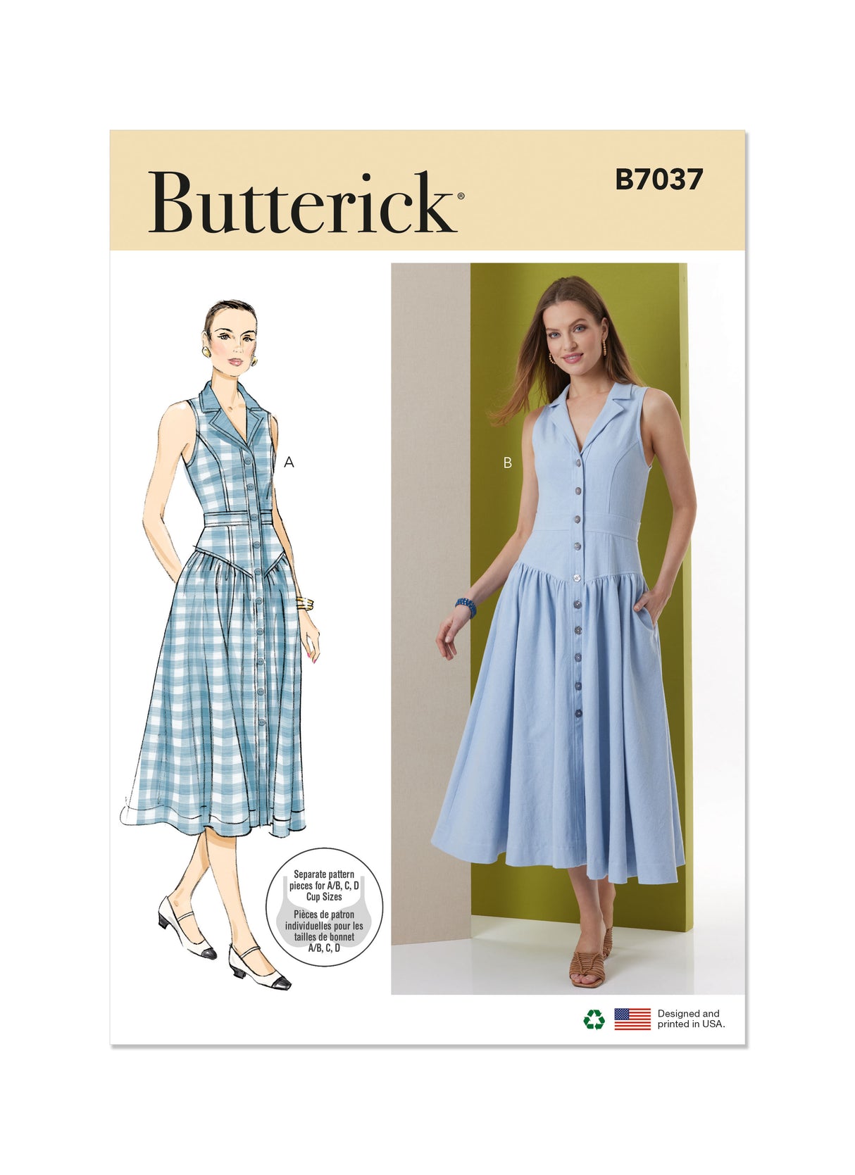 Patron Butterick n°7037 – Robe midi boutonnée