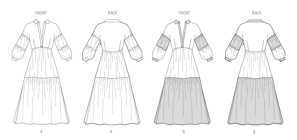Patron Butterick n°7039 – Robe longue à volants
