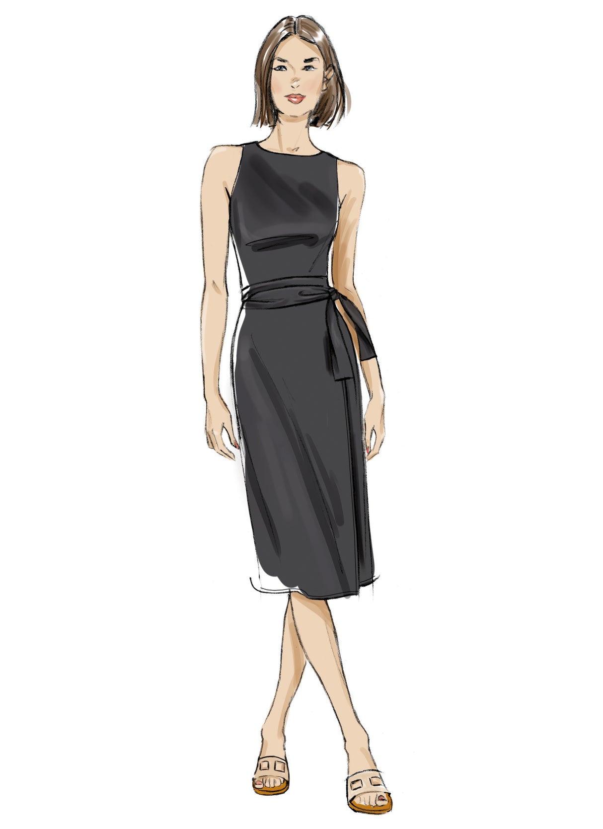 Patron Butterick n°7040 – Robe portefeuille sans manches