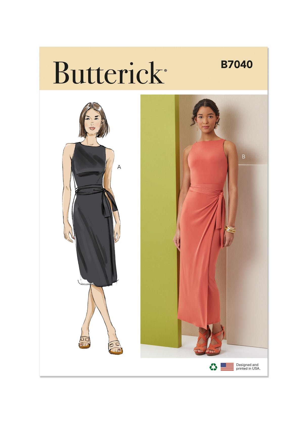 Patron Butterick n°7040 – Robe portefeuille sans manches