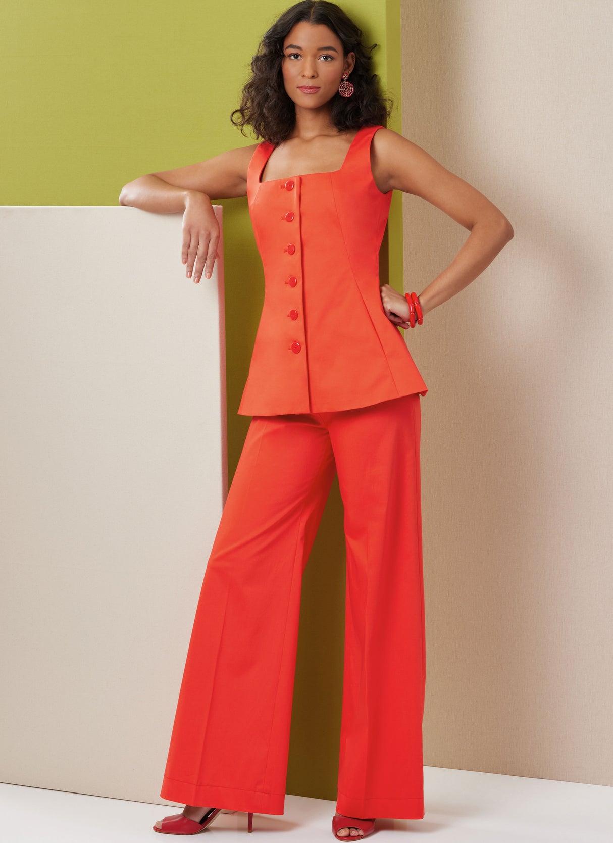 Patron Butterick n°7046 – Top boutonné & pantalon large
