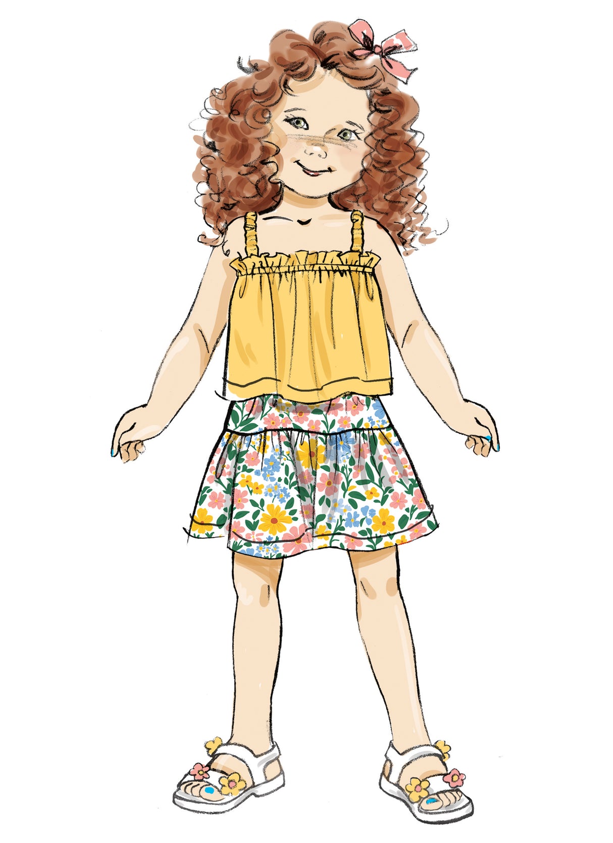 Patron Butterick n°7050 – Ensemble top et jupe enfant