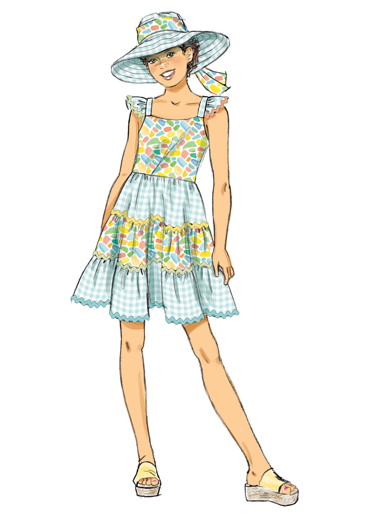 Patron Butterick n°7051 – Robe à étages et chapeau