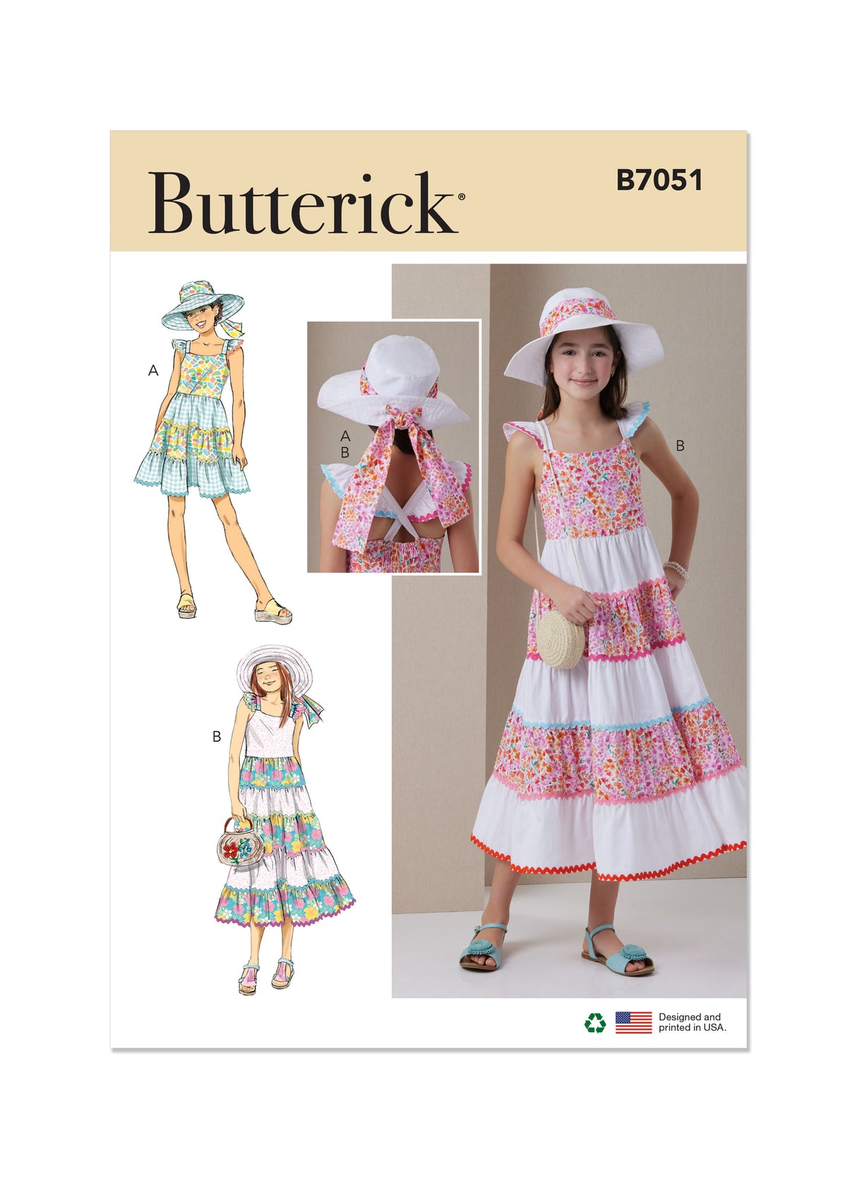 Patron Butterick n°7051 – Robe à étages et chapeau