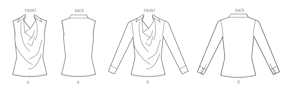 Patron Butterick n°7056 – Blouse cintrée à encolure drapée