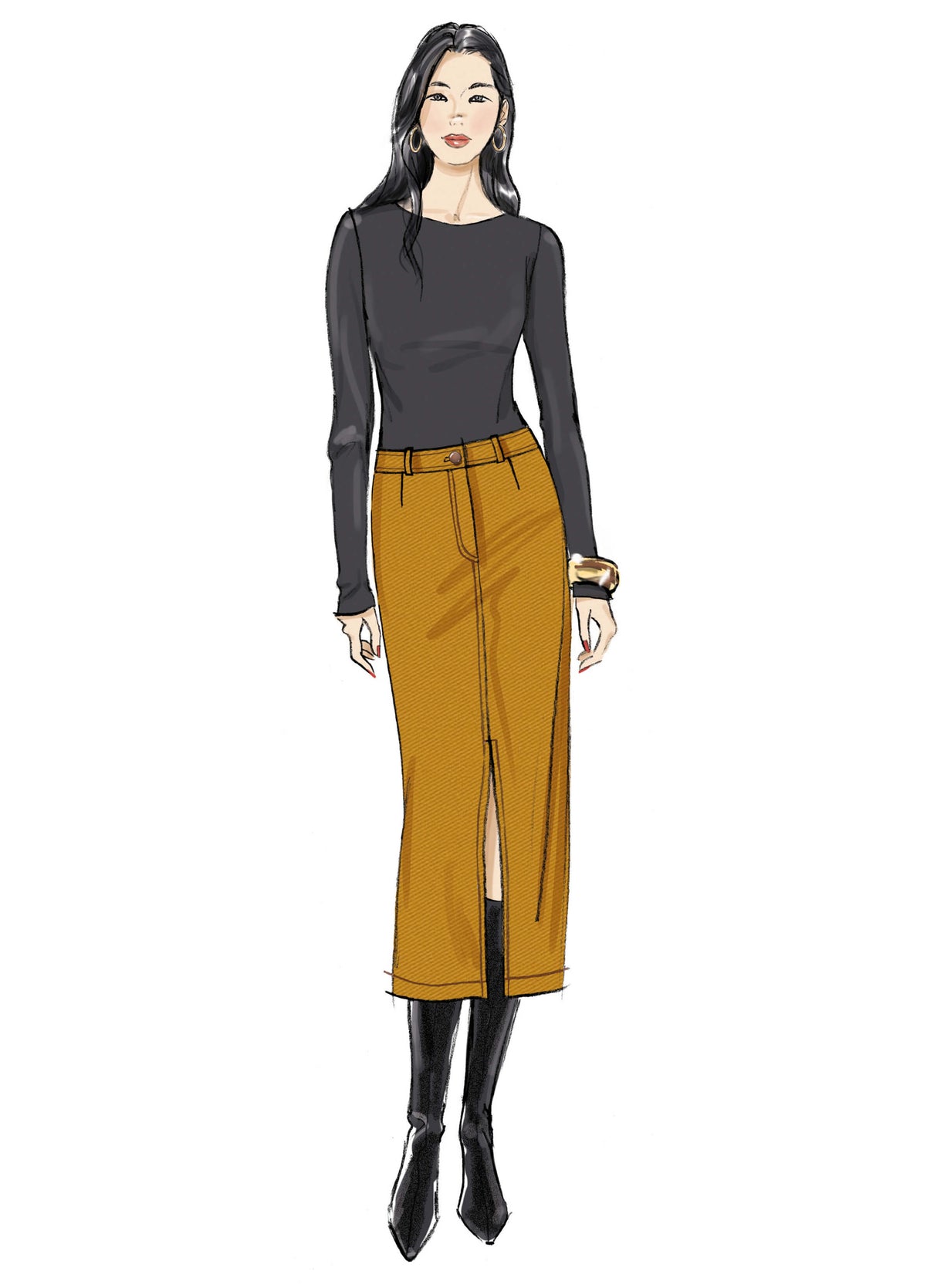 Patron Butterick n°7057 – Jupe crayon en deux longueurs
