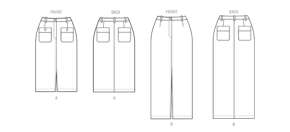 Patron Butterick n°7057 – Jupe crayon en deux longueurs