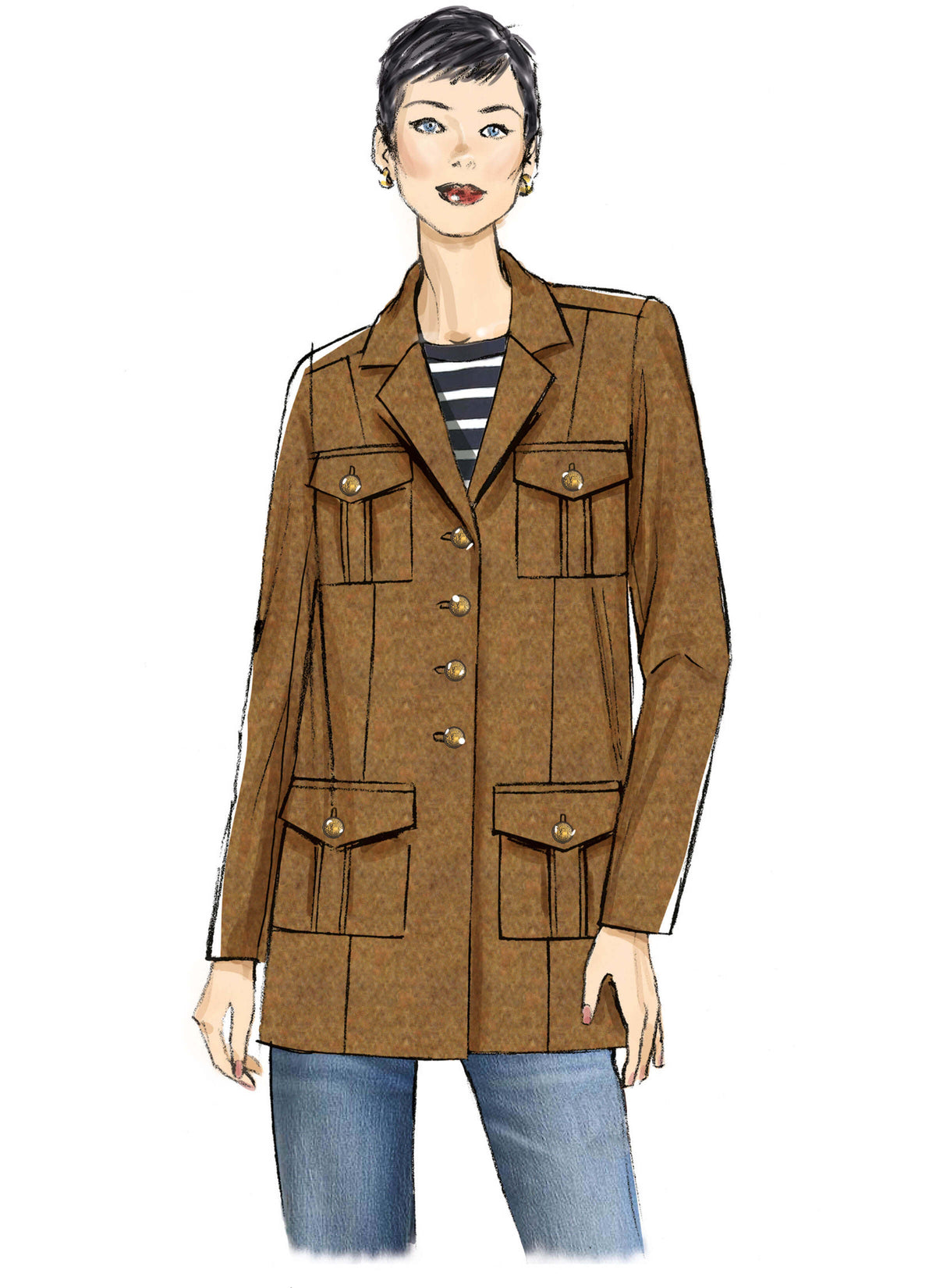 Patron Butterick n°7059 – Veste semi-cintrée en deux longueurs