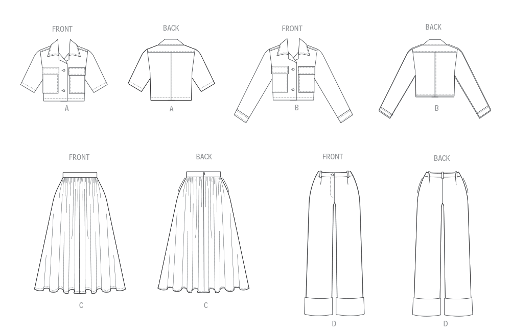 Patron Butterick n°7061 – Veste, jupe et pantalon coordonnés